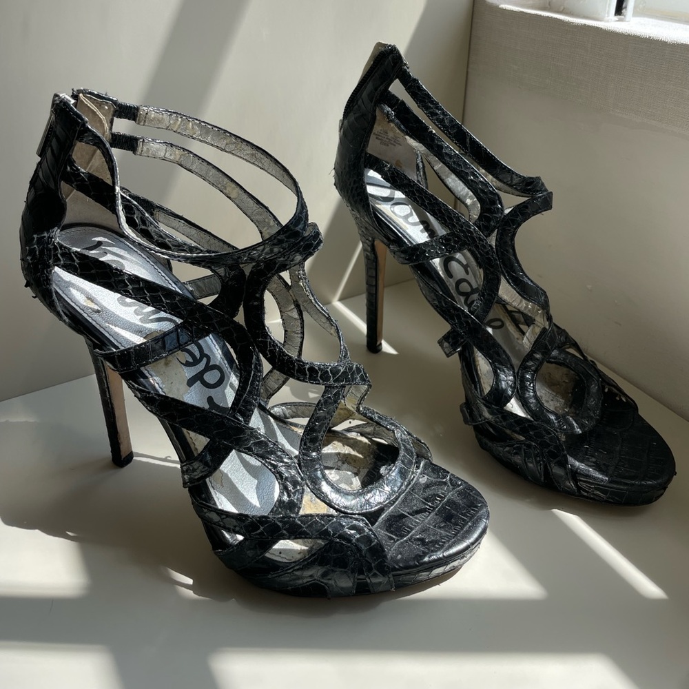 Sam Edelman Shoes | Black Snake Print Heels